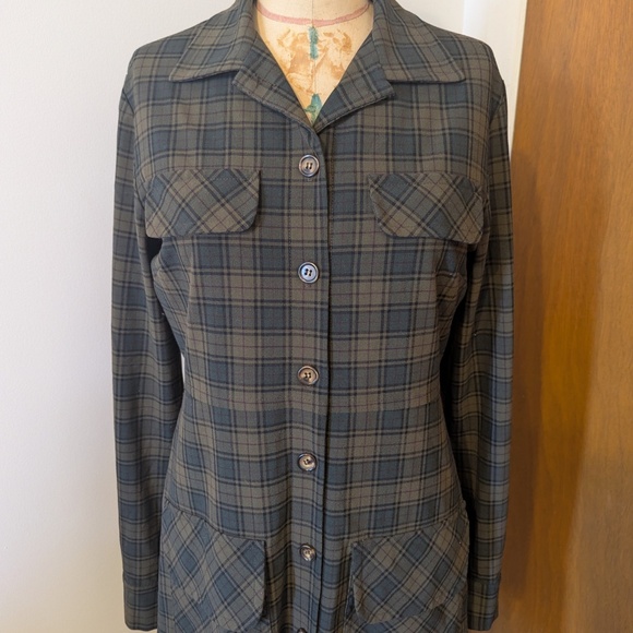 90's Schoolgirl style green plaid dress - Picture 2 of 10